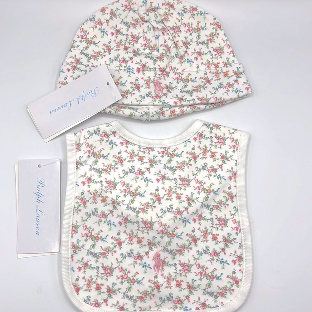 Ralph Lauren Infant Hat and Bib set